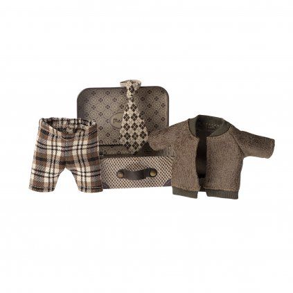 MAILEG Clothes for mouse in suitcase - Jacket with trousers and tie - grandfather