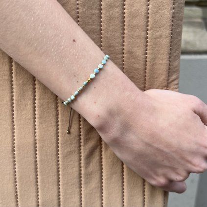 ANISE Bracelet Stones gold - Blue opal
