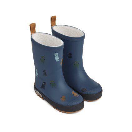 LIEWOOD Vysoké thermo holinky Mason -  Robots / Indigo blue