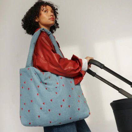 STUDIO NOOS Taška mom-bag Denim Hearts