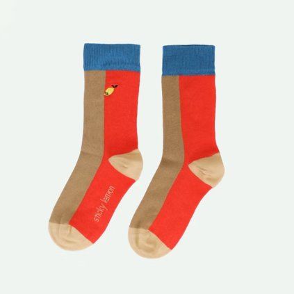 STICKY LEMON Ponožky wonders - colourblocking red hat + jane beige