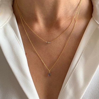 VICTOIRE COLLECTION Náhrdelník Labradonite gray pearl