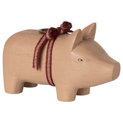 MAILEG Dřevěný svícen Prasátko small - rose S25