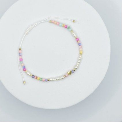 ANISE Bracelet Pearls heart gold - Pearl