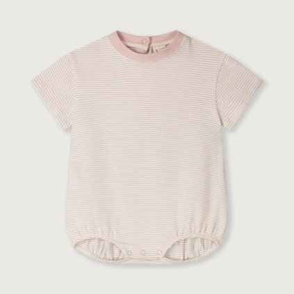 GRAY LABEL Overal s krátkým rukávem pro miminka GOTS - Faded Pink - Cream
