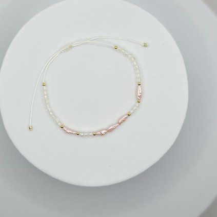 ANISE Bracelet Pearls Pink gold - Crystal