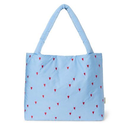 STUDIO NOOS Taška  mom bag Puffy - Light Blue Hearts