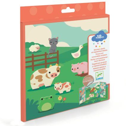 DJECO Přemístitelné samolepky Zvířata na farmě