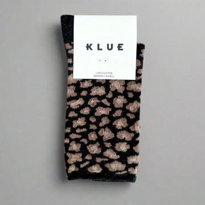 KLUE Třpytivé ponožky Lyocell Leopard Black 36 - 40