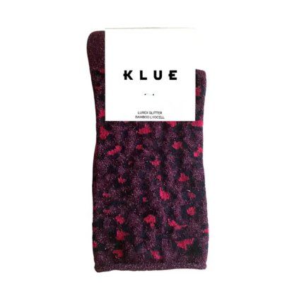 KLUE Třpytivé ponožky Lyocell Leopard Burgundy 36 -40