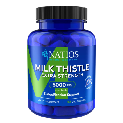 NATIOS Milk Thistle Extract, Ostropestřec, 5000 mg, Extra Strength 90 veganských kapslí