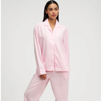 DORE & ROSE Pyžamo Long Sleeve Striped PJ Set - Pink