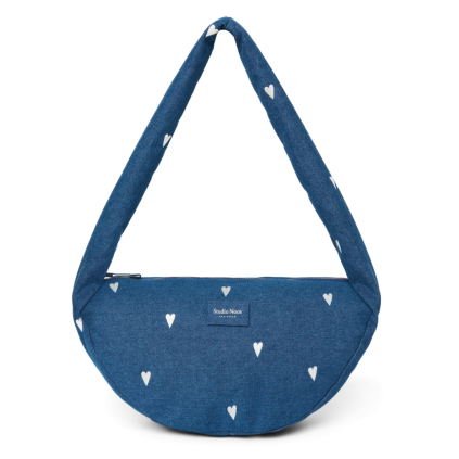 STUDIO NOOS Taška Cross body mini Denim Dark Blue White Hearts (7)