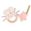 MOULIN ROTY Chrastítko s dřevěným kroužkem Pink mouse