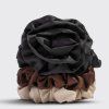 KITSCH Saténové gumičky Rosette Ruched - Black