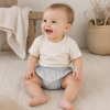 GRAY LABEL Kraťasy Baby Bloomer GOTS - Stone Grey - Cream