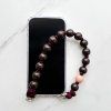 LE STUDIO Mini korálkový popruh na telefon – hnědá a burgundy