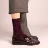 KLUE Třpytivé ponožky Lyocell Leopard Burgundy 36 -40