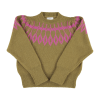 SISTERS DEPARTMENT Dámský svetr olive green - fuschia jacquard