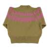SISTERS DEPARTMENT Dámský svetr olive green - fuschia jacquard
